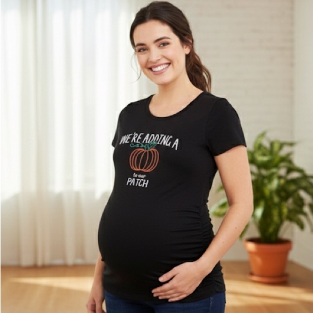 Maternity Halloween Shirt Adding A Pumpkin Announcement Size‎ XL